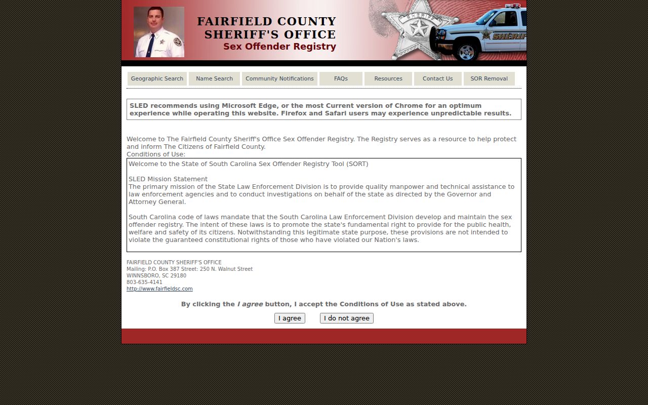 Fairfield County sex offender registry community notifications