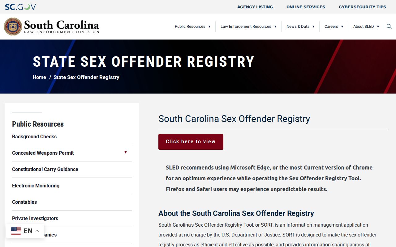 South Carolina guidance for Fairfield County sex offender registry removal