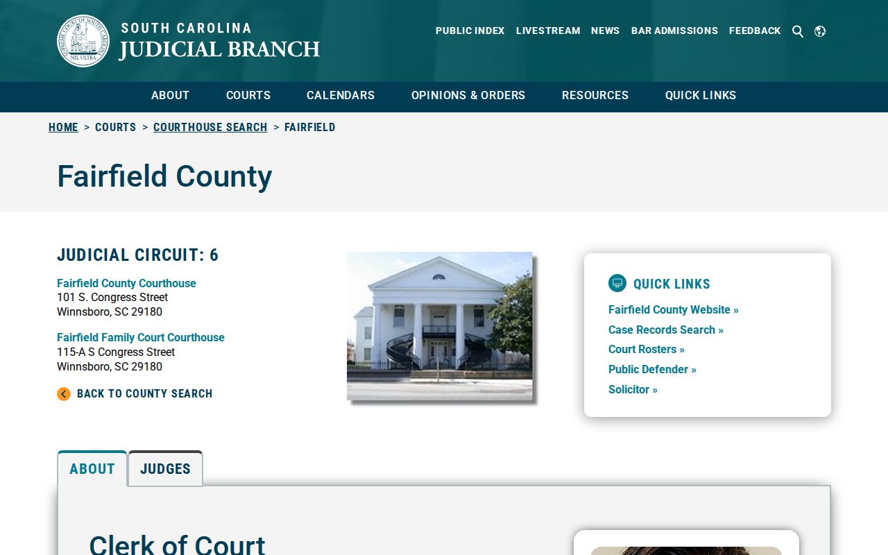 Fairfield County criminal history courthouse and clerk contacts
